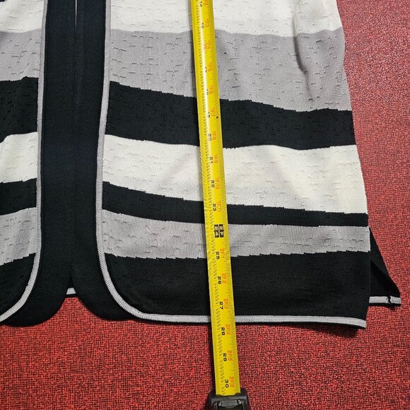 Ming Wang Open Front Hook Cardigan Sweater 1X Lilac Geometric Office Mature - Picture 8 of 11